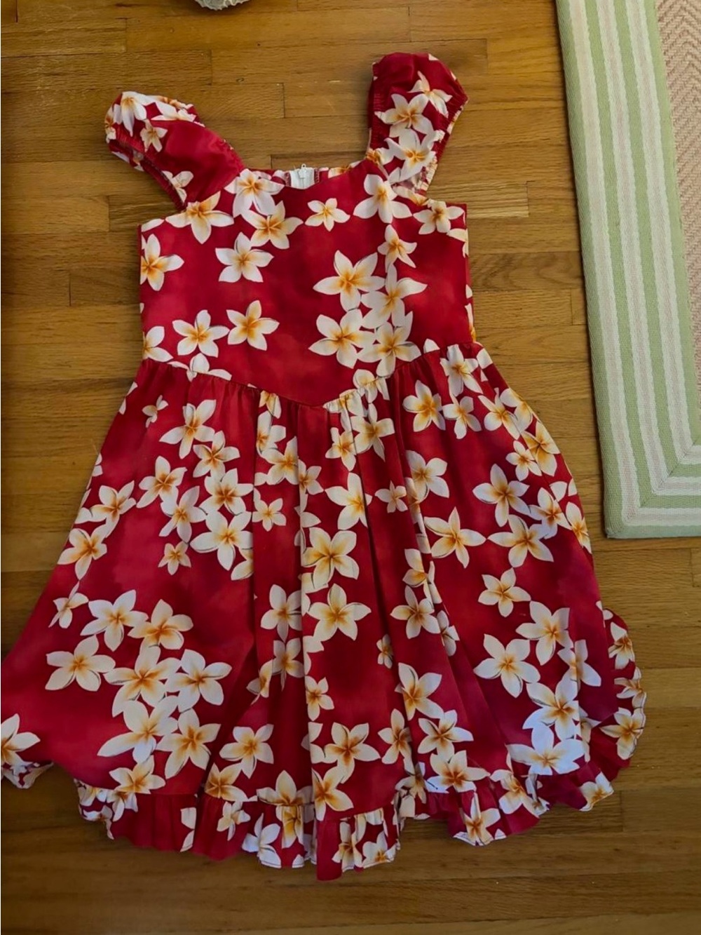 Girls Red Floral Sundress with Puff Sleeves